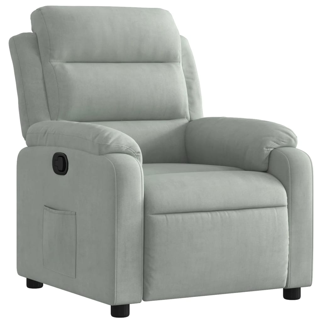 vidaXL Fauteuil inclinable gris clair velours