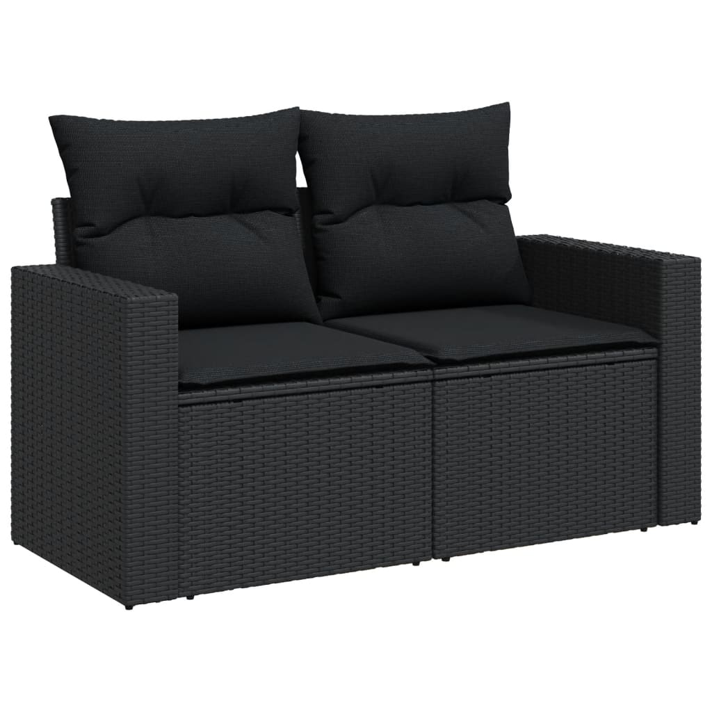 vidaXL Salon de jardin 12 pcs avec coussins noir résine tressée