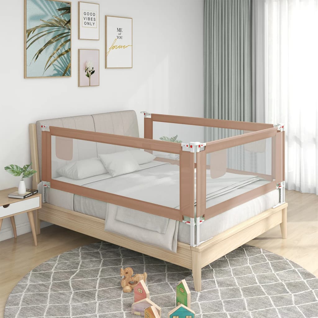 vidaXL Barrière de sécurité de lit d'enfant Taupe 180x25 cm Tissu