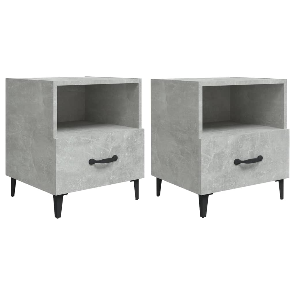 vidaXL Tables de chevet 2 pcs Gris béton Bois d'ingénierie