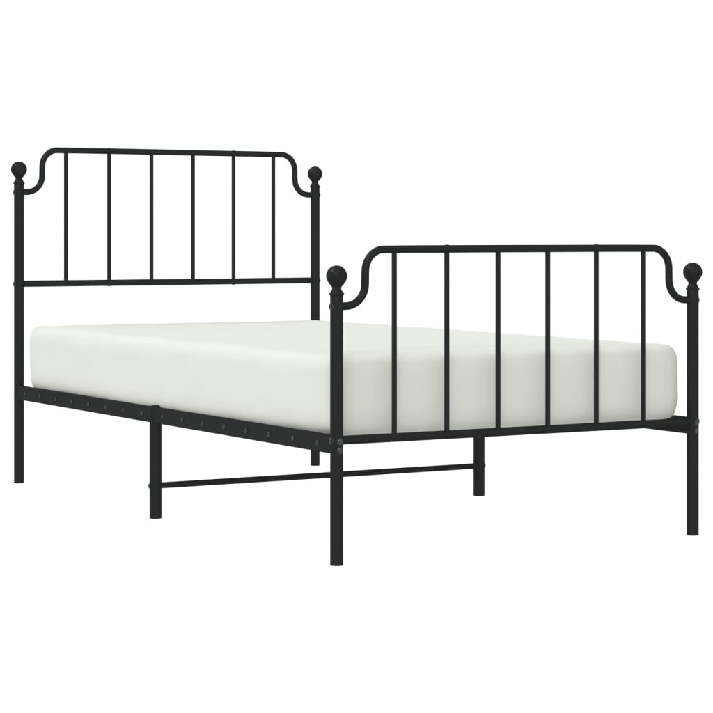 vidaXL Cadre de lit métal sans matelas avec pied de lit noir 100x190cm