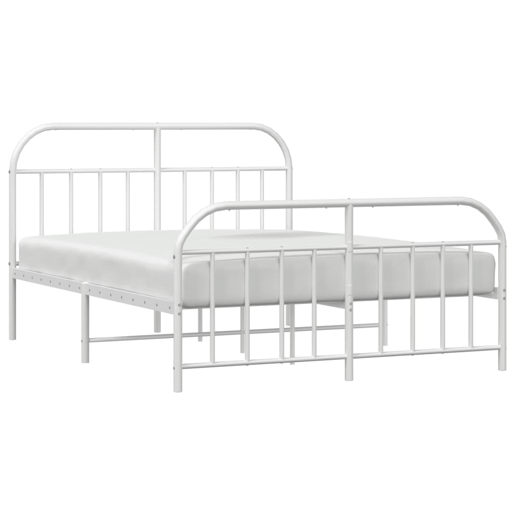 vidaXL Cadre de lit métal avec tête de lit/pied de lit blanc 140x200cm
