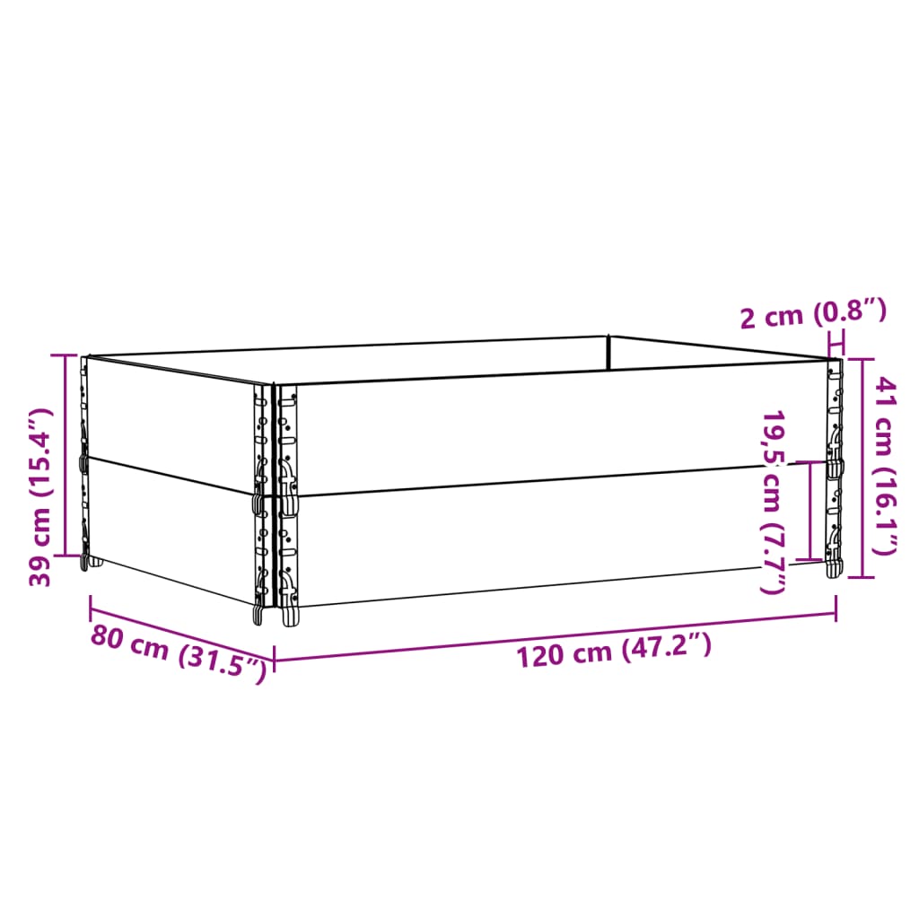 vidaXL Colliers de palette 2 pcs 120x80 cm bois de pin solide