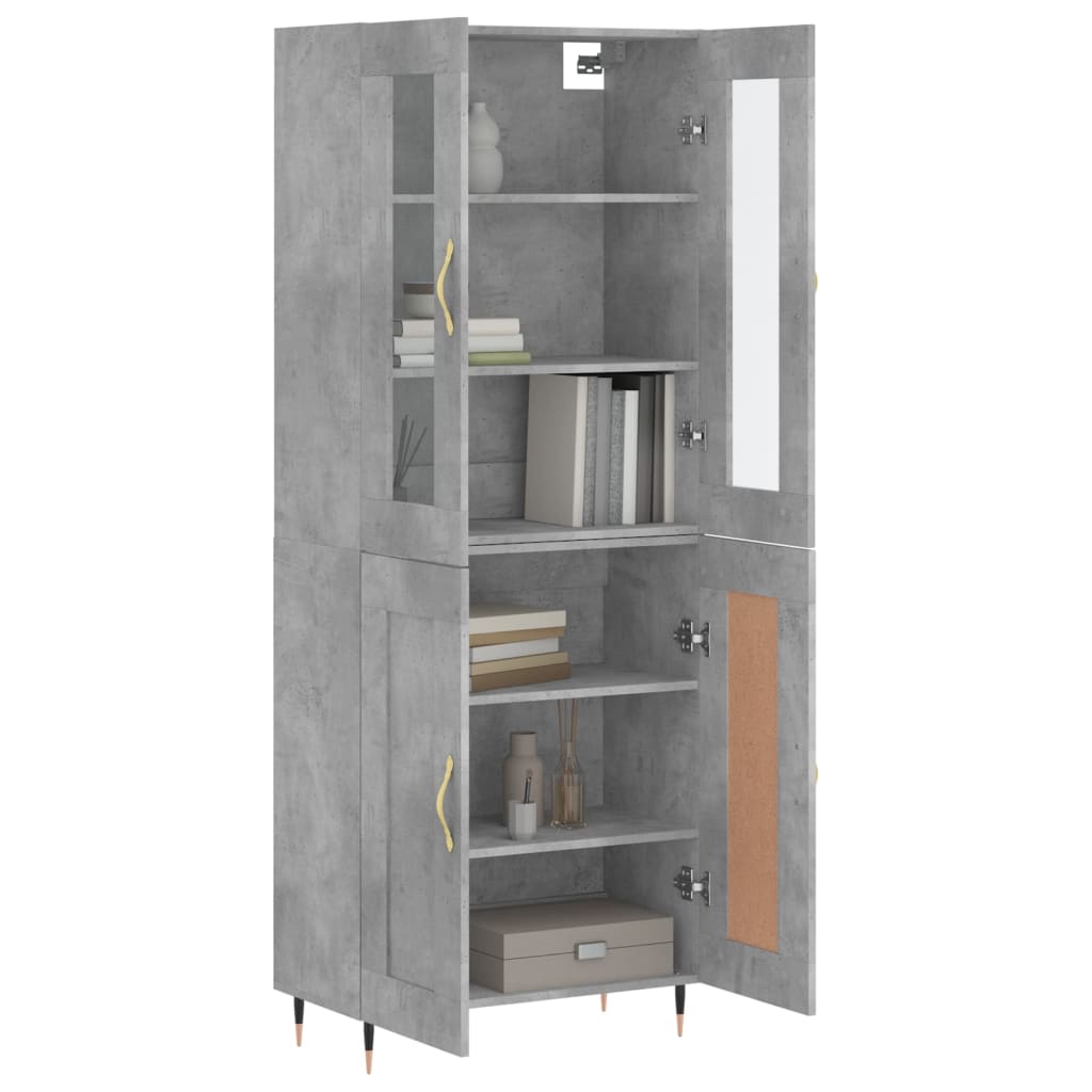 vidaXL Buffet haut Gris béton 69,5x34x180 cm Bois d'ingénierie