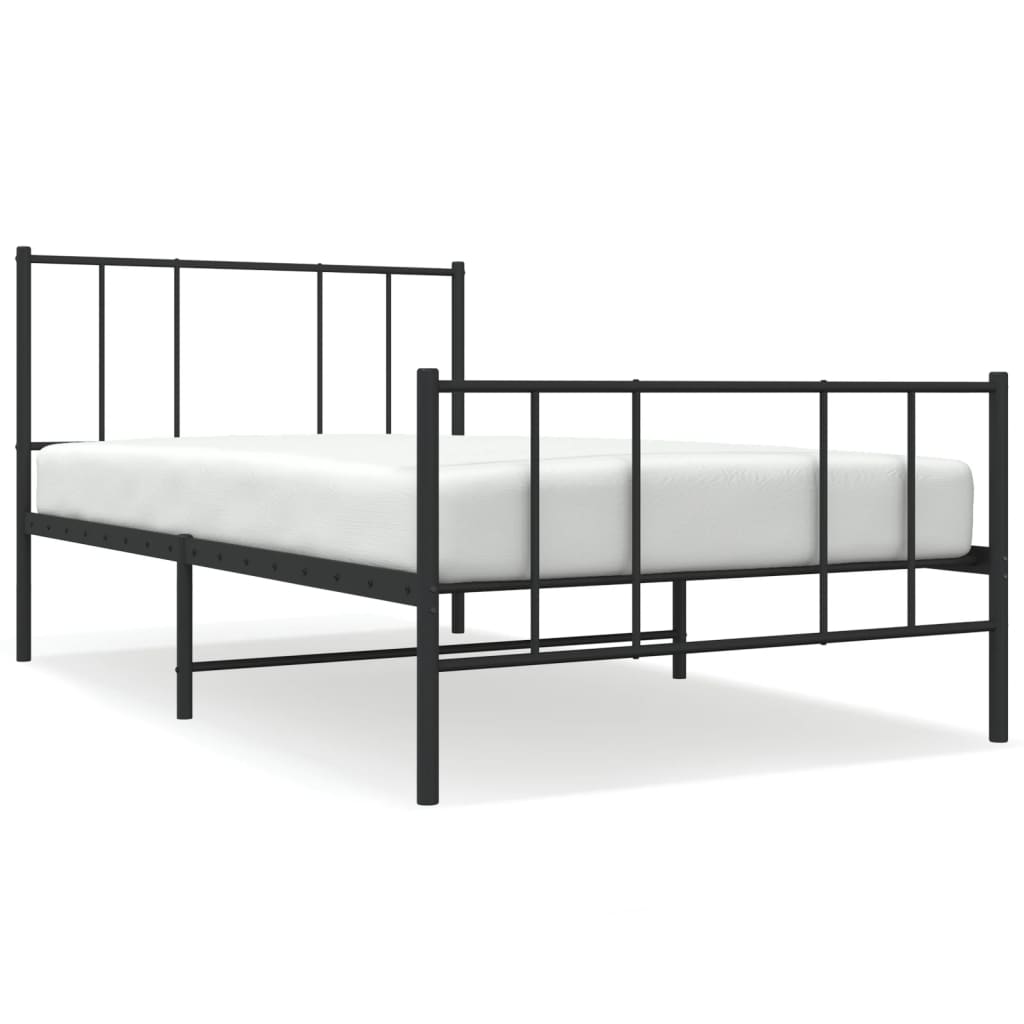 vidaXL Cadre de lit métal sans matelas et pied de lit noir 100x200 cm