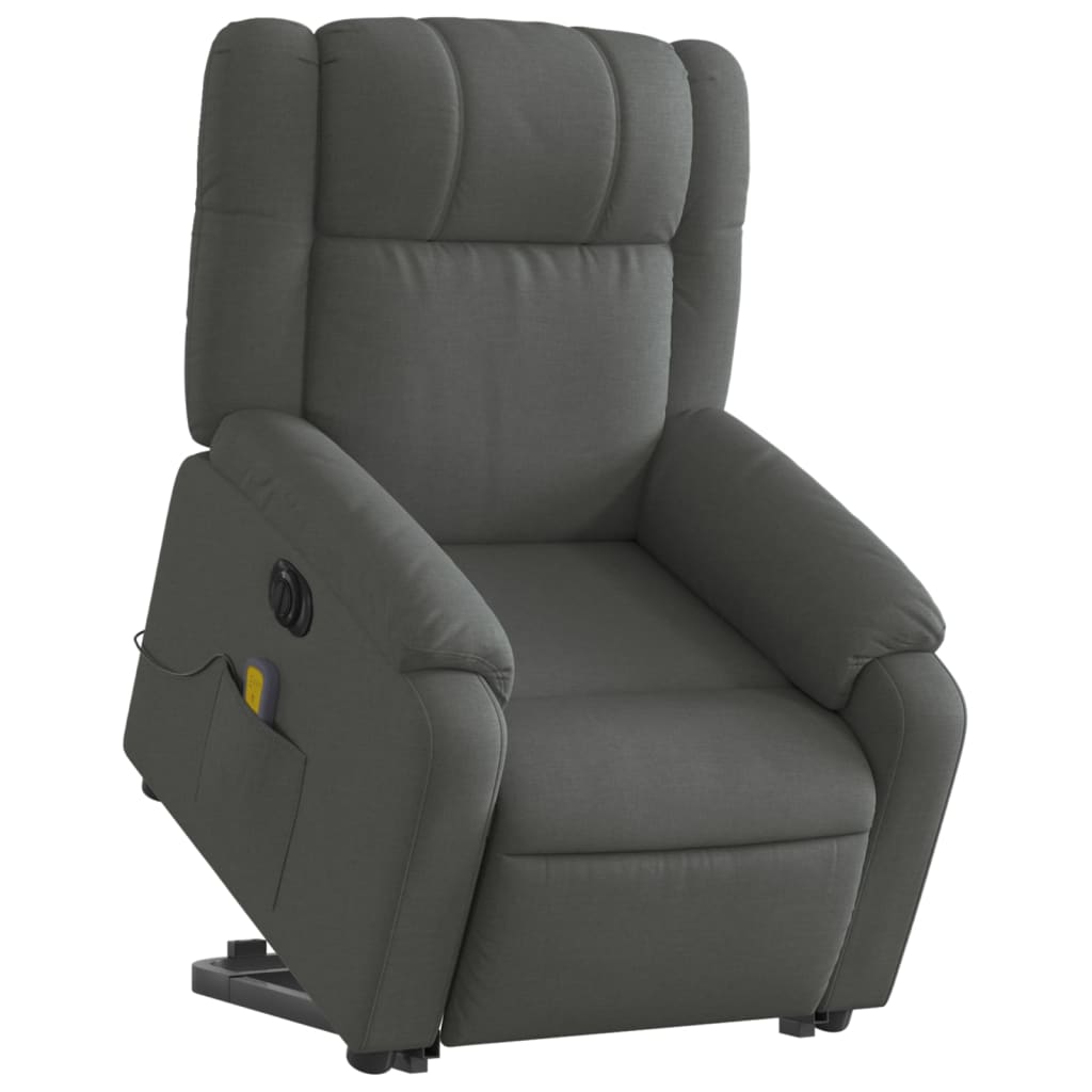 vidaXL Fauteuil inclinable de massage électrique Gris foncé Tissu