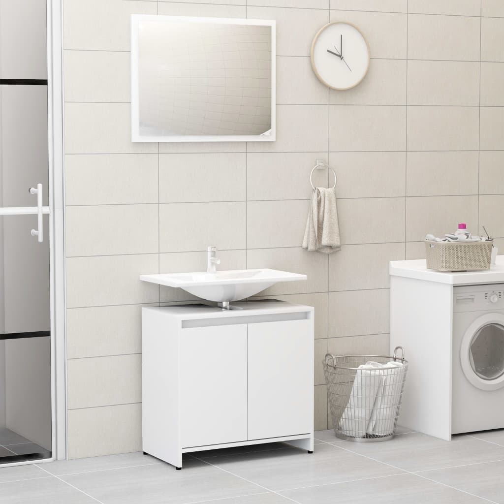 vidaXL Ensemble de meubles de salle de bain 4pcs Blanc Bois ingénierie