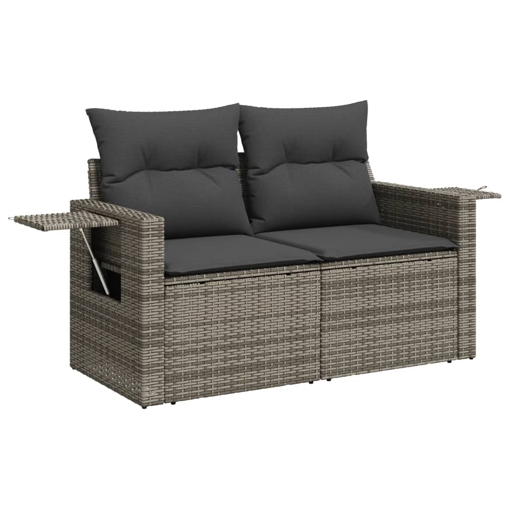 vidaXL Salon de jardin 11 pcs avec coussins gris résine tressée