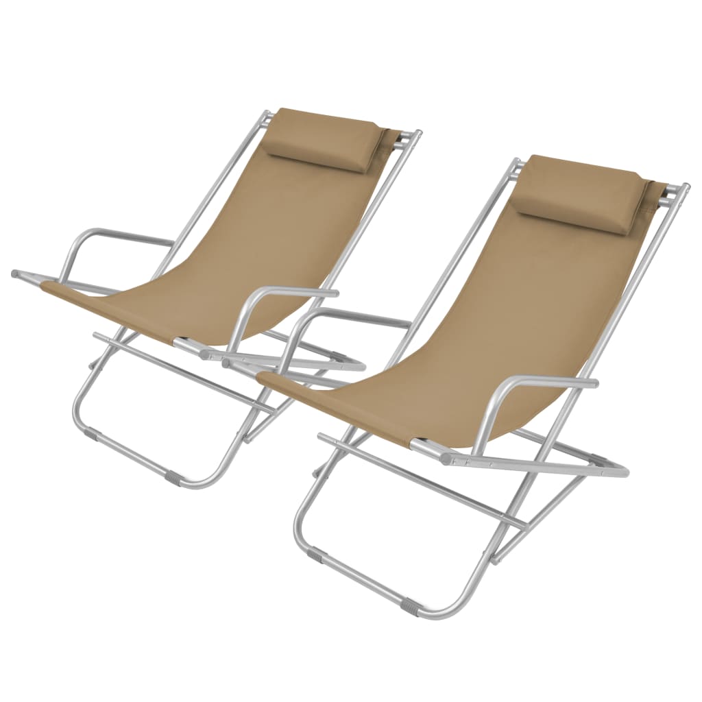 vidaXL Chaises inclinables de terrasse lot de 2 Acier Taupe