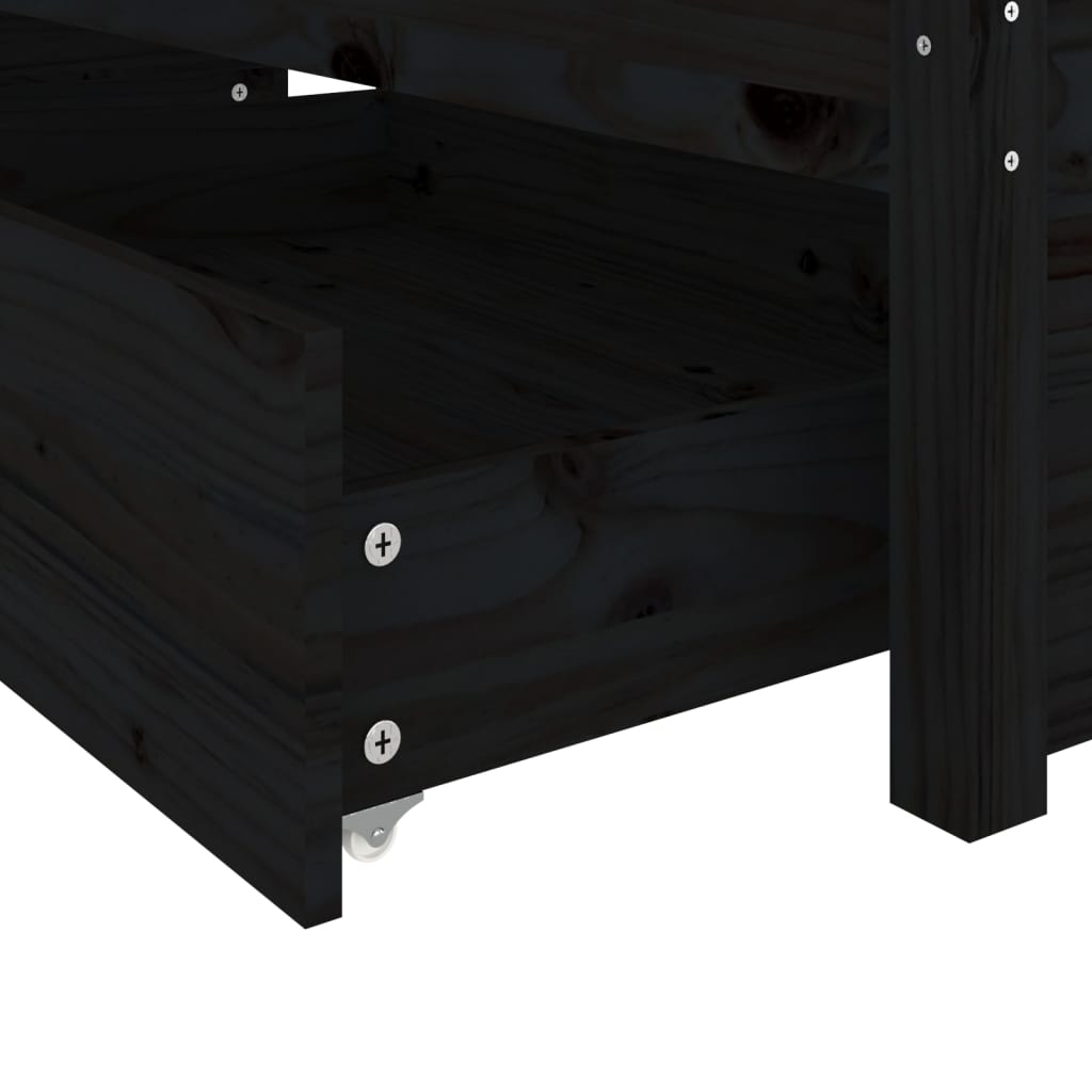 vidaXL Cadre de lit avec tiroirs Noir 120x190 cm Petit double