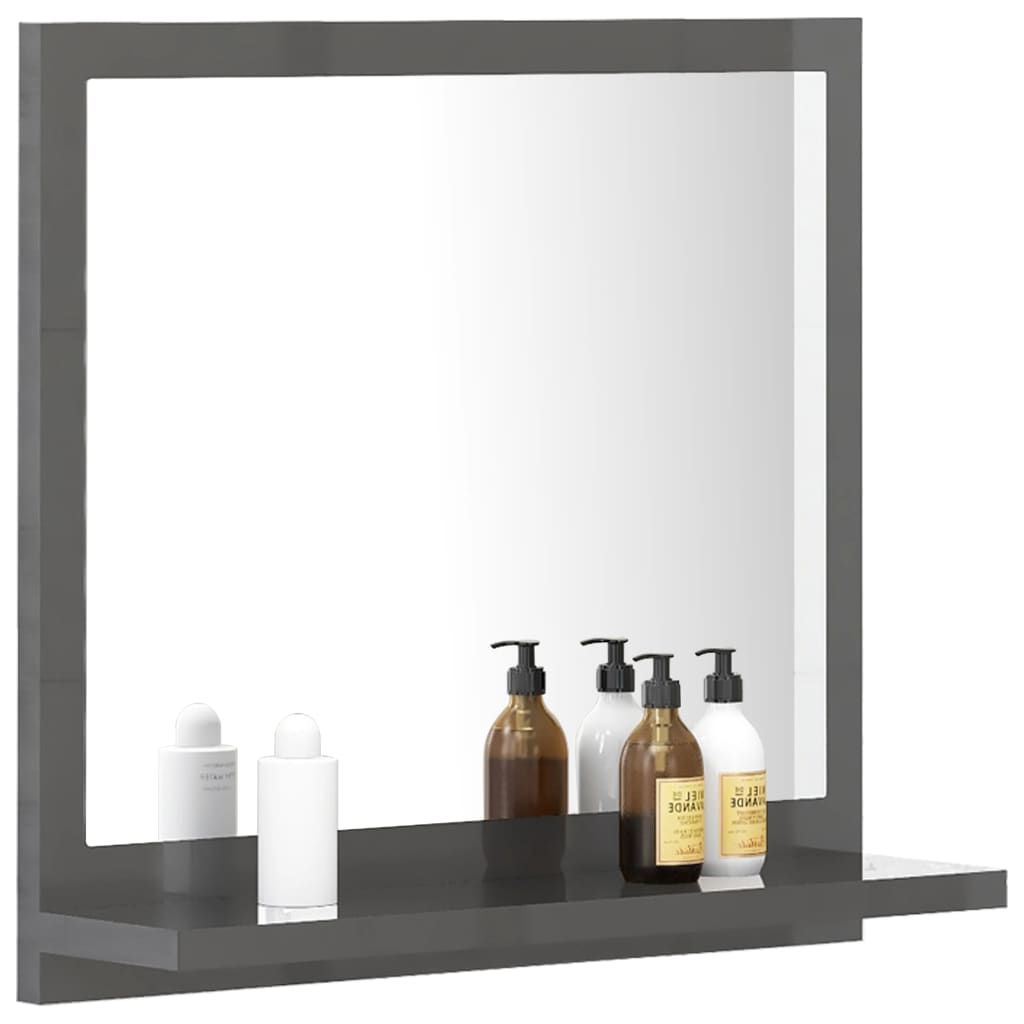 vidaXL Miroir de salle de bain Gris brillant 40x10,5x37 cm Aggloméré