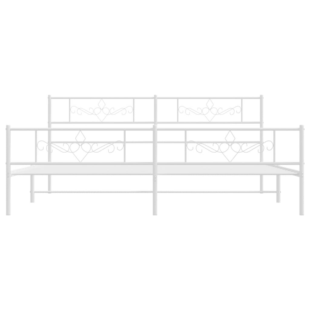 vidaXL Cadre de lit métal sans matelas et pied de lit blanc 183x213 cm