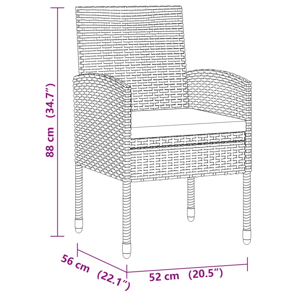 vidaXL Ensemble à manger d'extérieur 3 pcs Résine tressée Gris