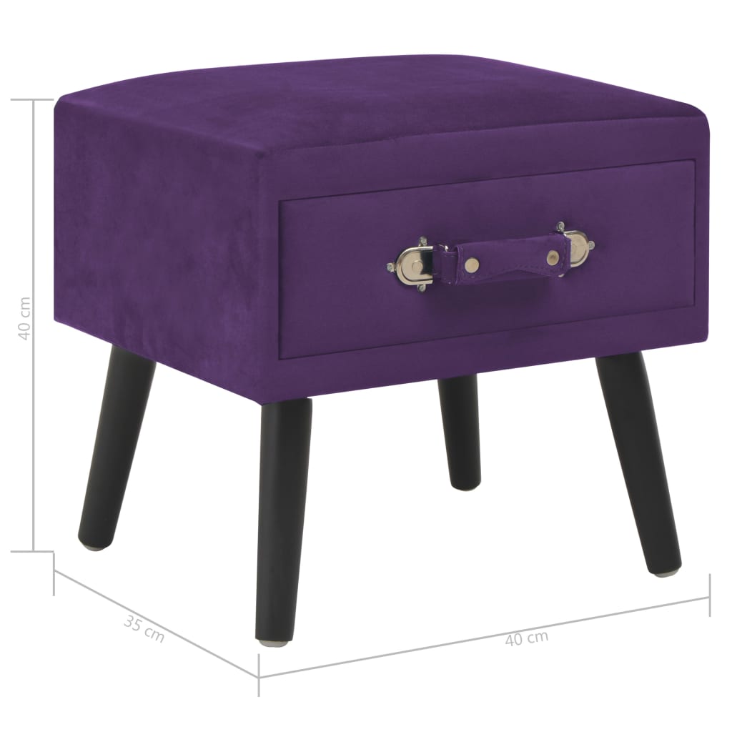 vidaXL Table de chevet Violet foncé 40x35x40 cm Velours