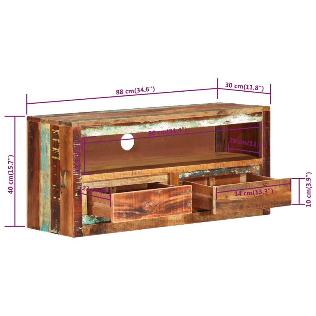 vidaXL Meubles TV 2 pcs 88x30x40 cm Bois de récupération solide