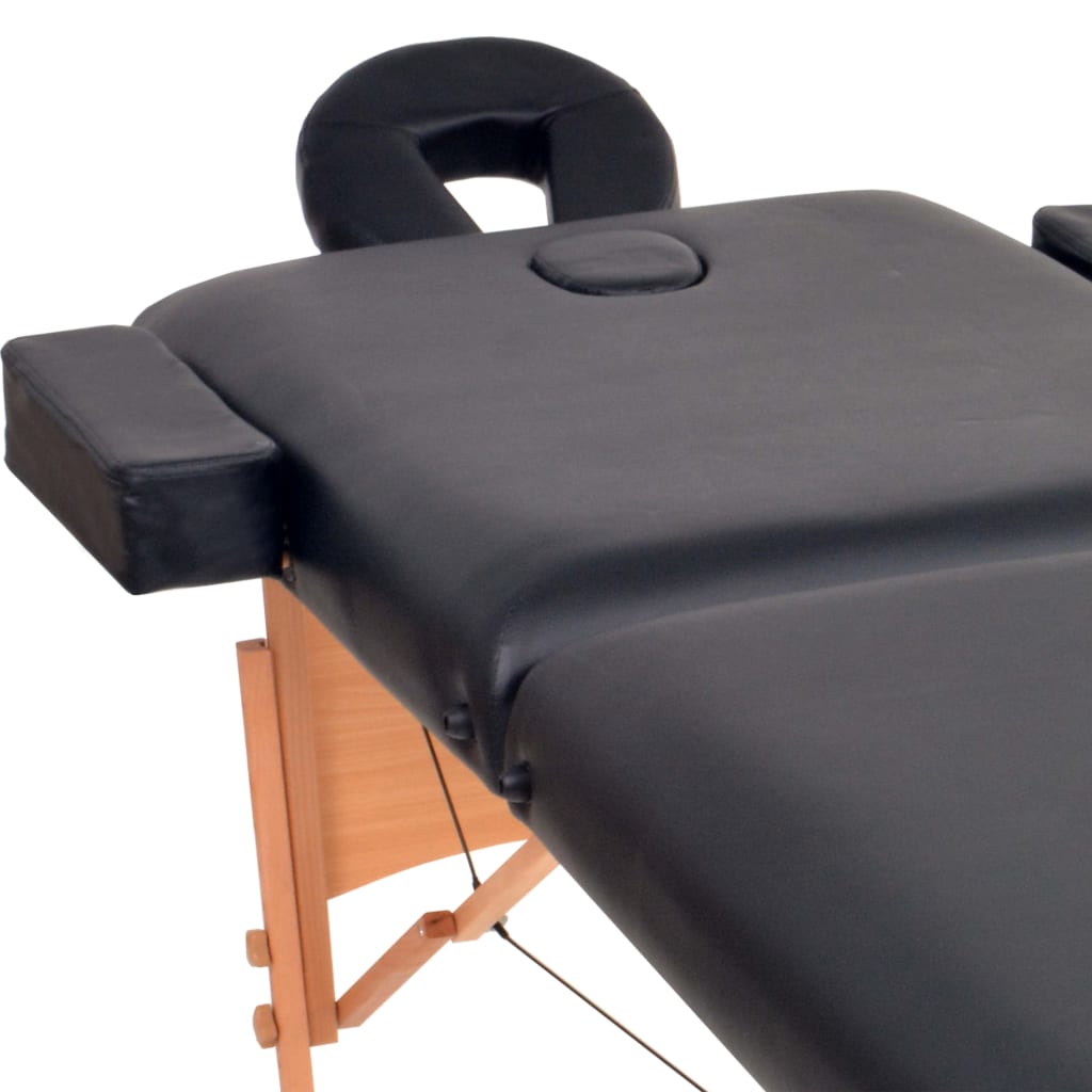 vidaXL Table de massage pliable à 2 zones 10 cm d'épaisseur Noir