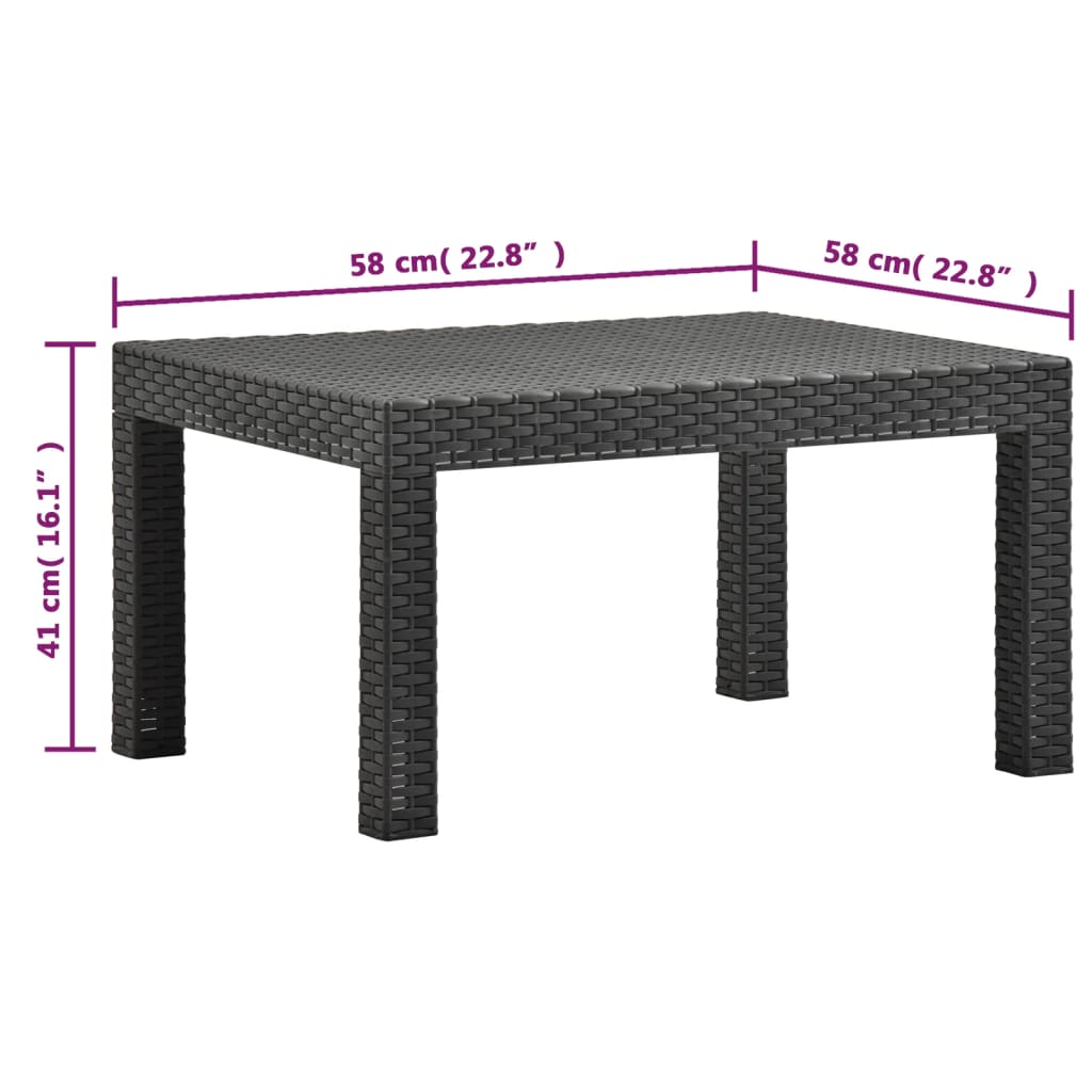 vidaXL Salon de jardin 4 pcs avec coussins PP Rotin Anthracite