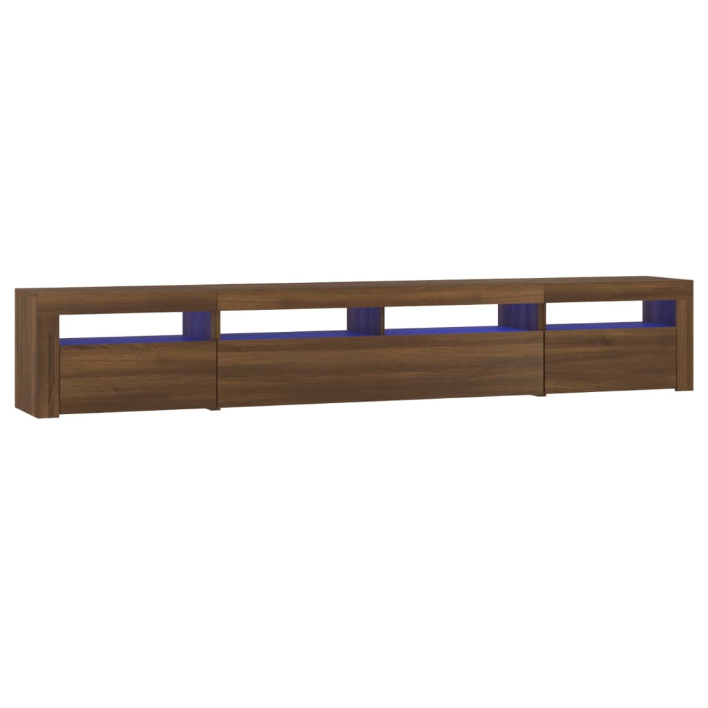 vidaXL Meuble TV avec lumières LED Chêne marron 240x35x40 cm