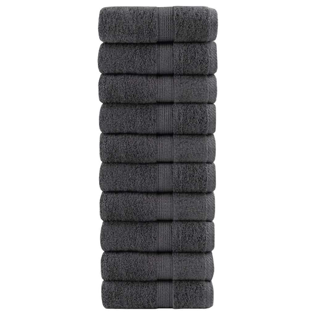 vidaXL Serviettes de visage de qualité sup. SOLUND 10 pcs anthracite