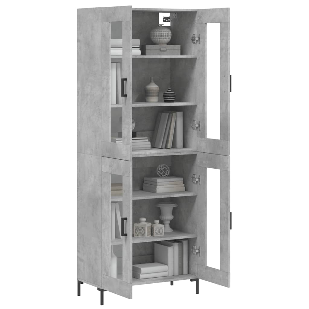 vidaXL Buffet haut Gris béton 69,5x34x180 cm Bois d'ingénierie