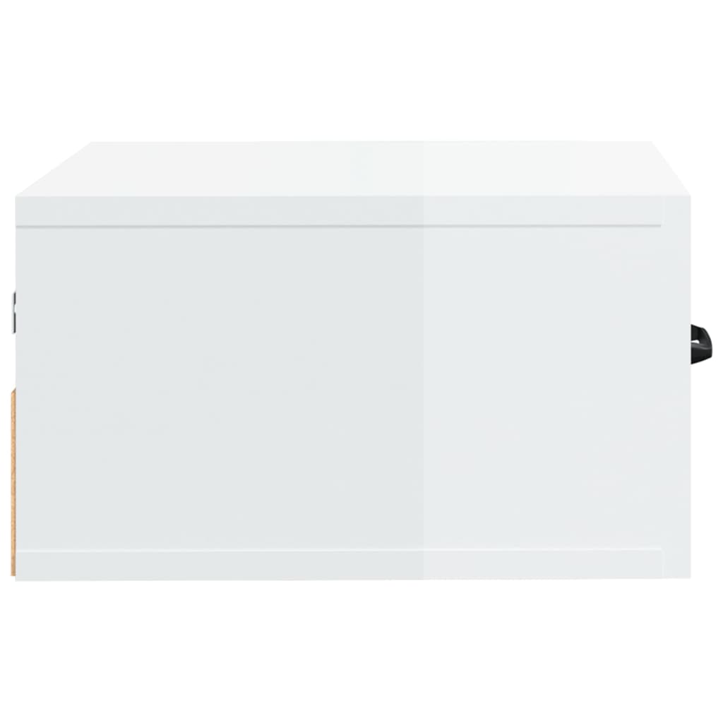 vidaXL Table de chevet murale Blanc brillant 35x35x20 cm