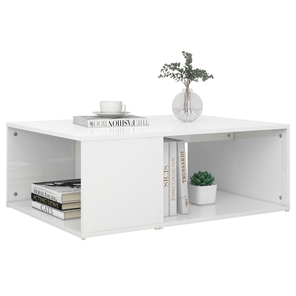 vidaXL Table basse blanc brillant 90x67x33 cm bois d'ingénierie