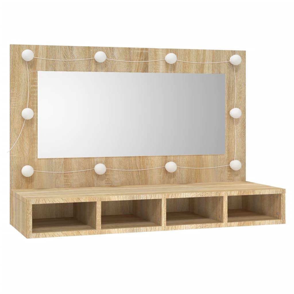 vidaXL Armoire à miroir avec LED Chêne sonoma 90x31,5x62 cm