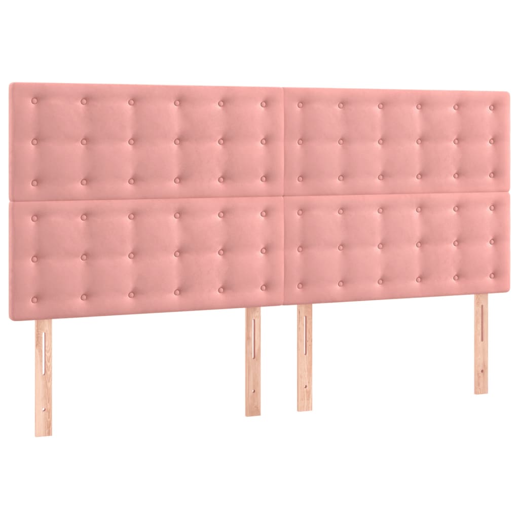 vidaXL Sommier à lattes de lit avec matelas Rose 200x200 cm Velours