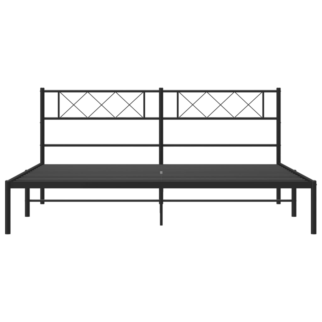 vidaXL Cadre de lit métal sans matelas avec tête de lit noir 193x203cm