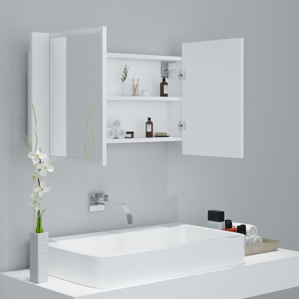 vidaXL Armoire salle de bain à miroir LED Blanc 80x12x45 cm Acrylique