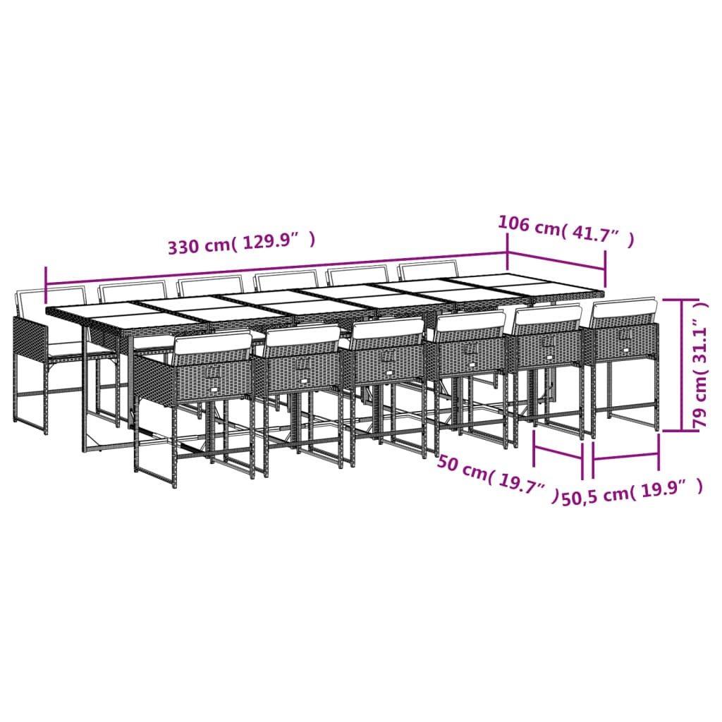 vidaXL Ensemble à manger de jardin 13 pcs coussins noir résine tressée