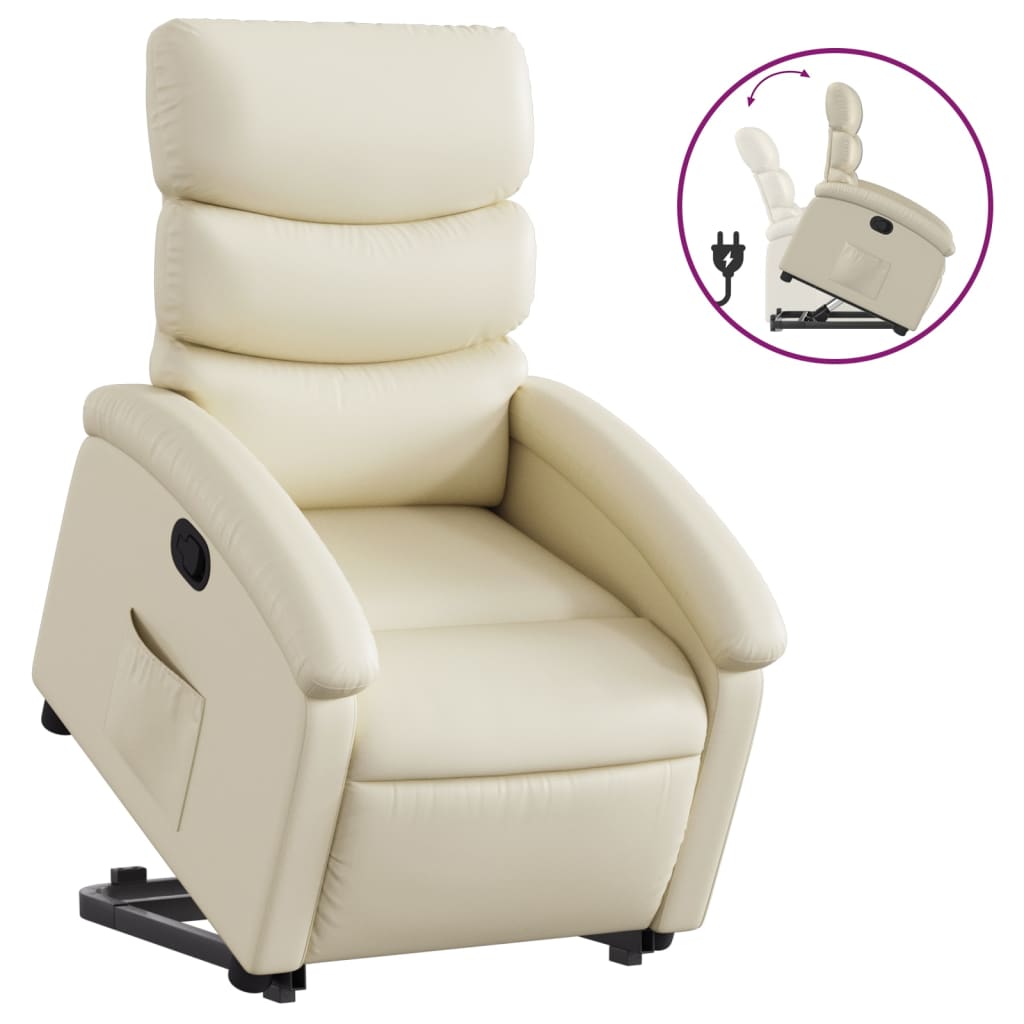 vidaXL Fauteuil inclinable Crème Similicuir