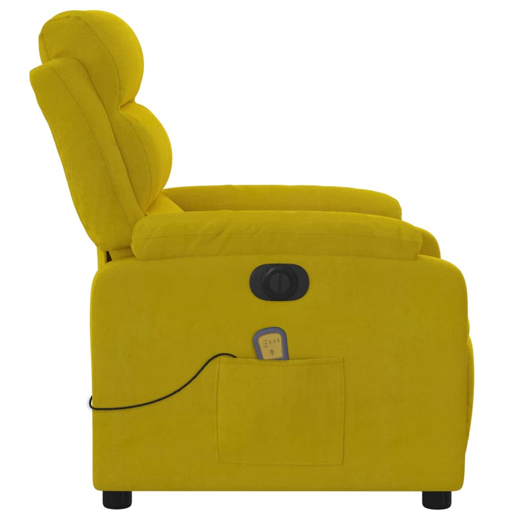 vidaXL Fauteuil inclinable de massage électrique jaune velours