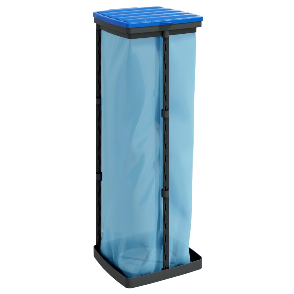 vidaXL Porte-sacs poubelles 2 pcs noir et bleu 120 L PP