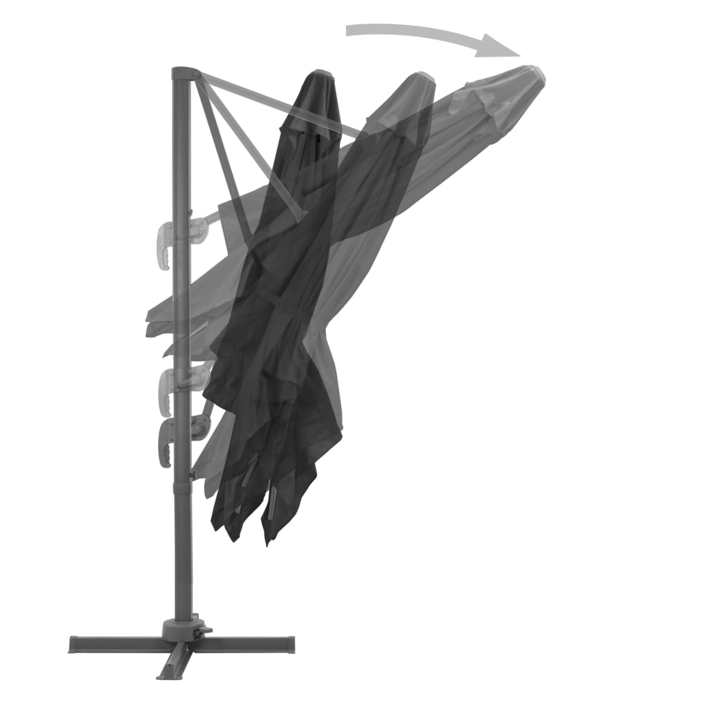 vidaXL Parasol déporté avec mât en aluminium 3x3 m noir