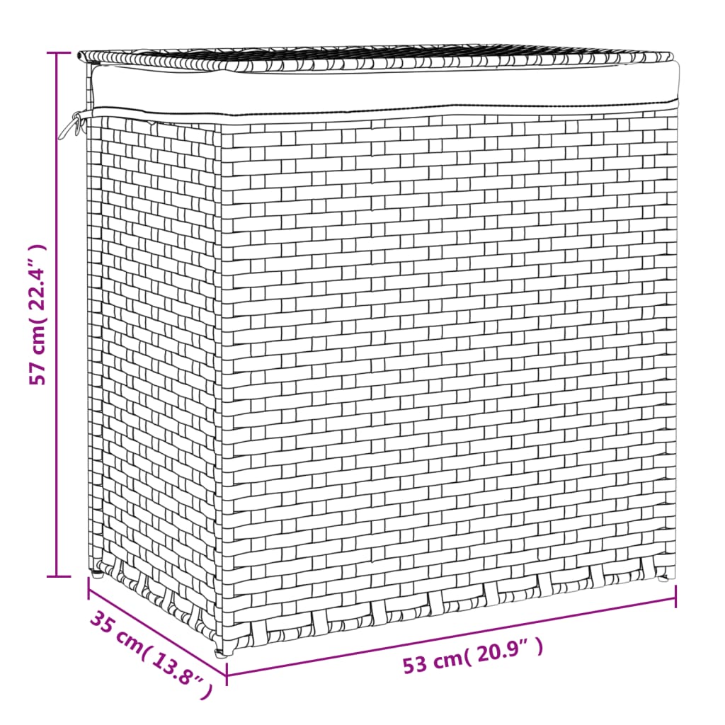 vidaXL Panier à linge avec 2 sections marron foncé 53x35x57 cm