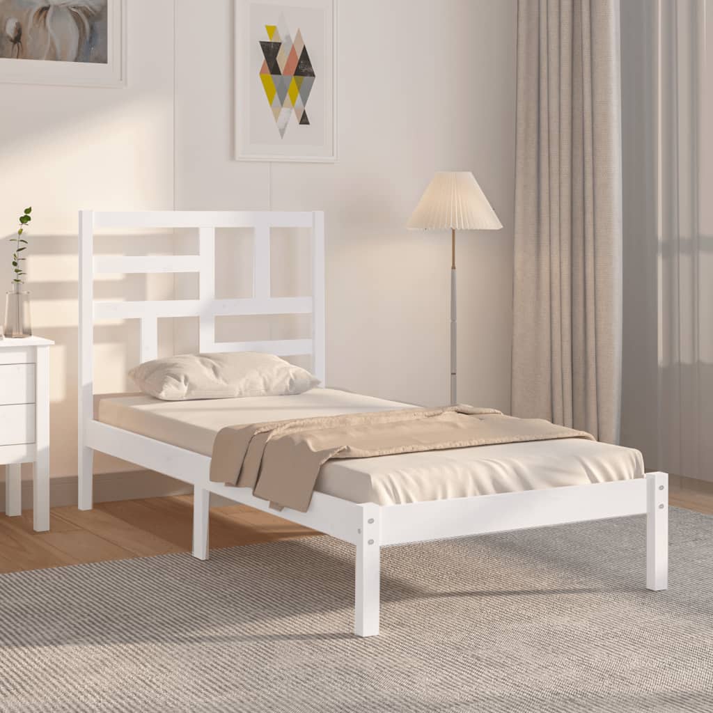 vidaXL Cadre de lit Blanc Bois massif 90x190 cm Simple