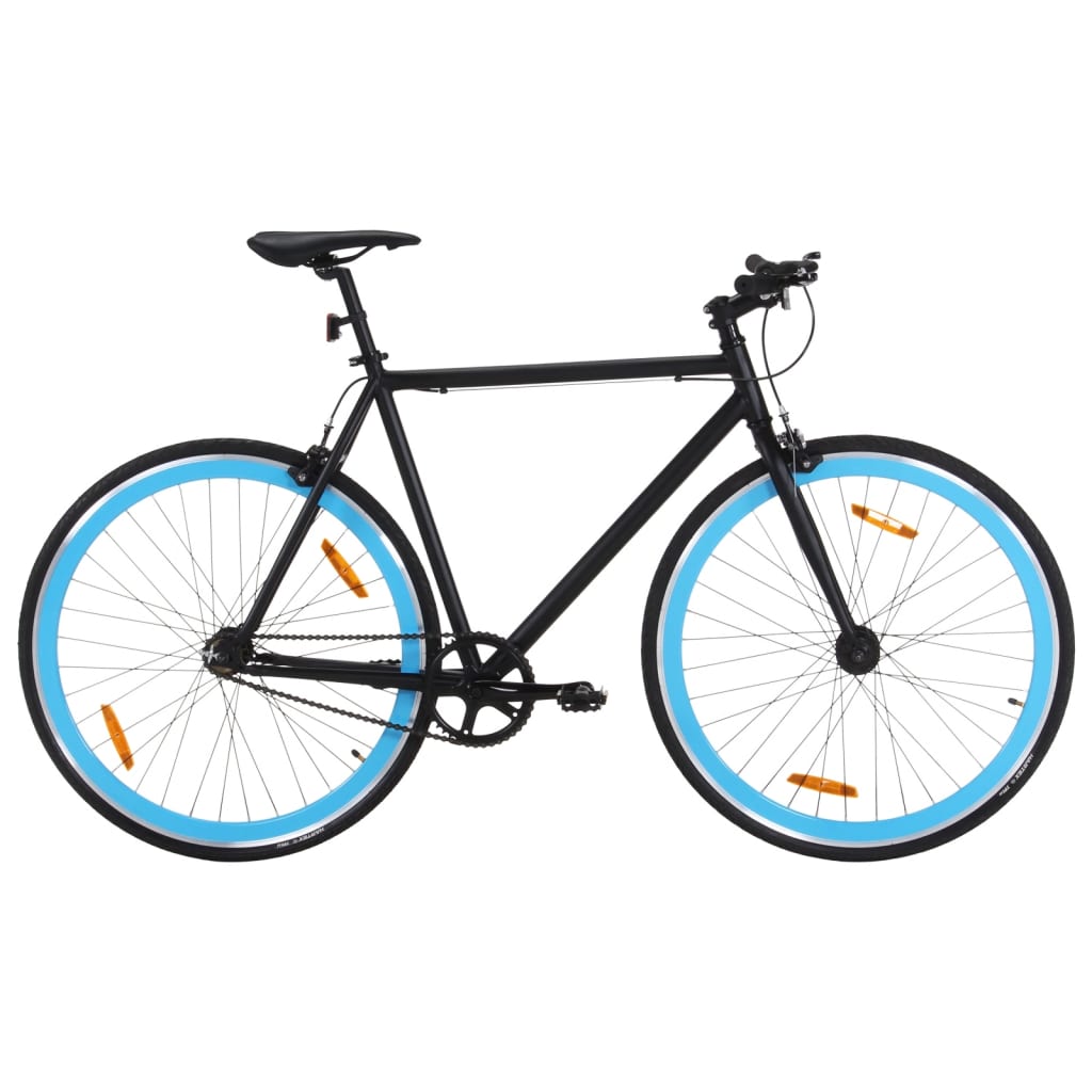 vidaXL Vélo à pignon fixe noir et bleu 700c 51 cm