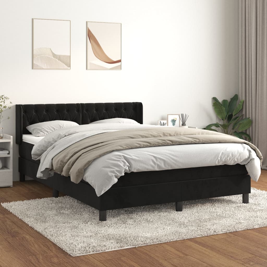 vidaXL Sommier à lattes de lit avec matelas Noir 140x200 cm Velours