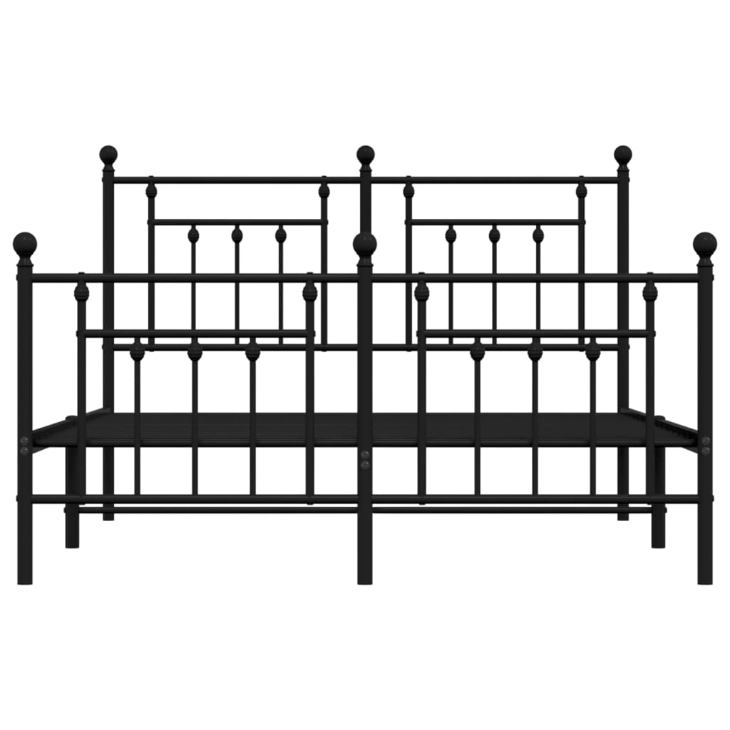 vidaXL Cadre de lit métal sans matelas avec pied de lit noir 140x190cm