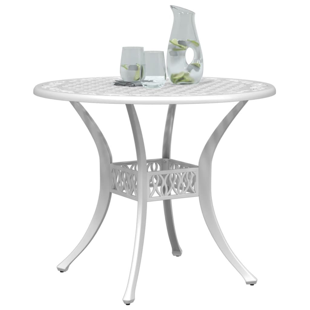 vidaXL Table de jardin blanc Ø90x75 cm aluminium coulé