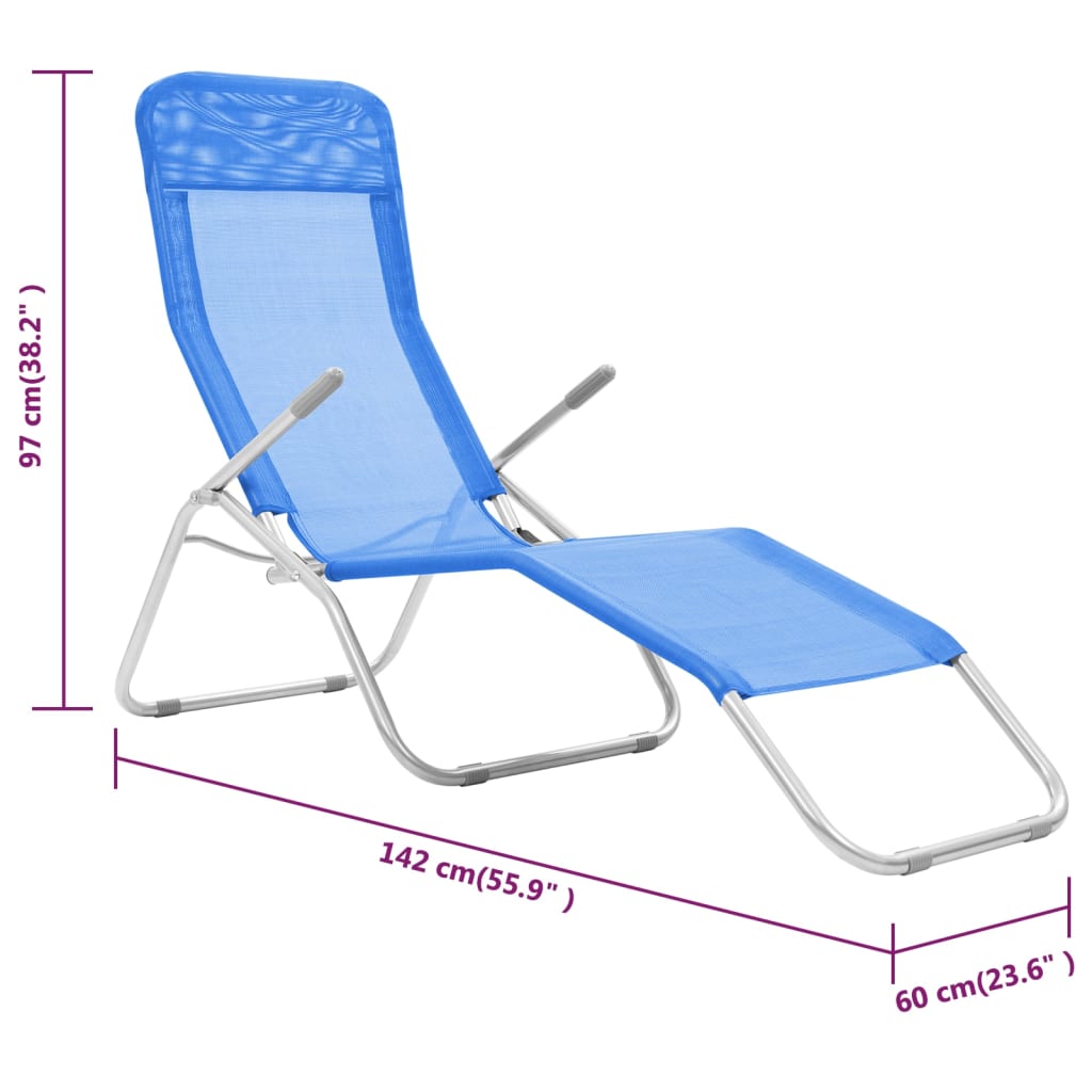 vidaXL Chaises longues pliables lot de 2 Textilène Bleu