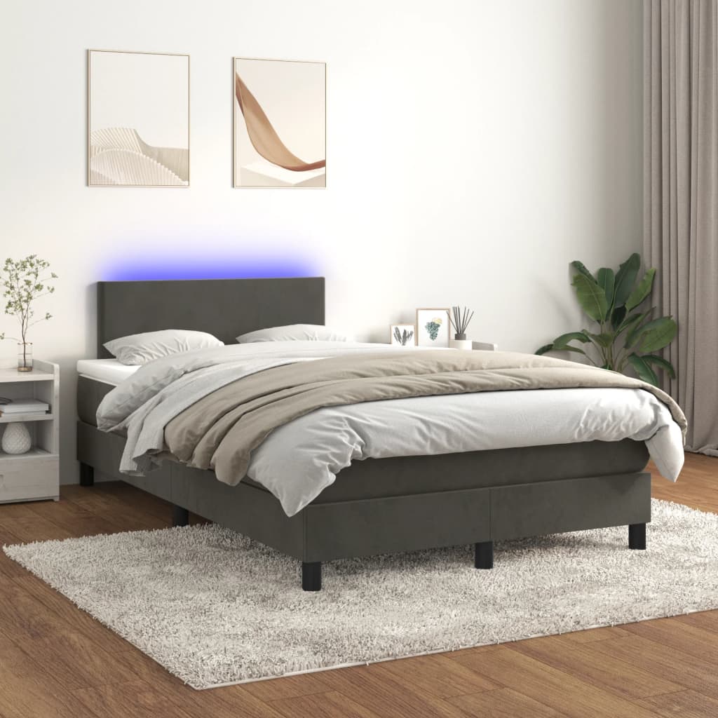 vidaXL Sommier à lattes de lit avec matelas LED Gris foncé 120x200 cm
