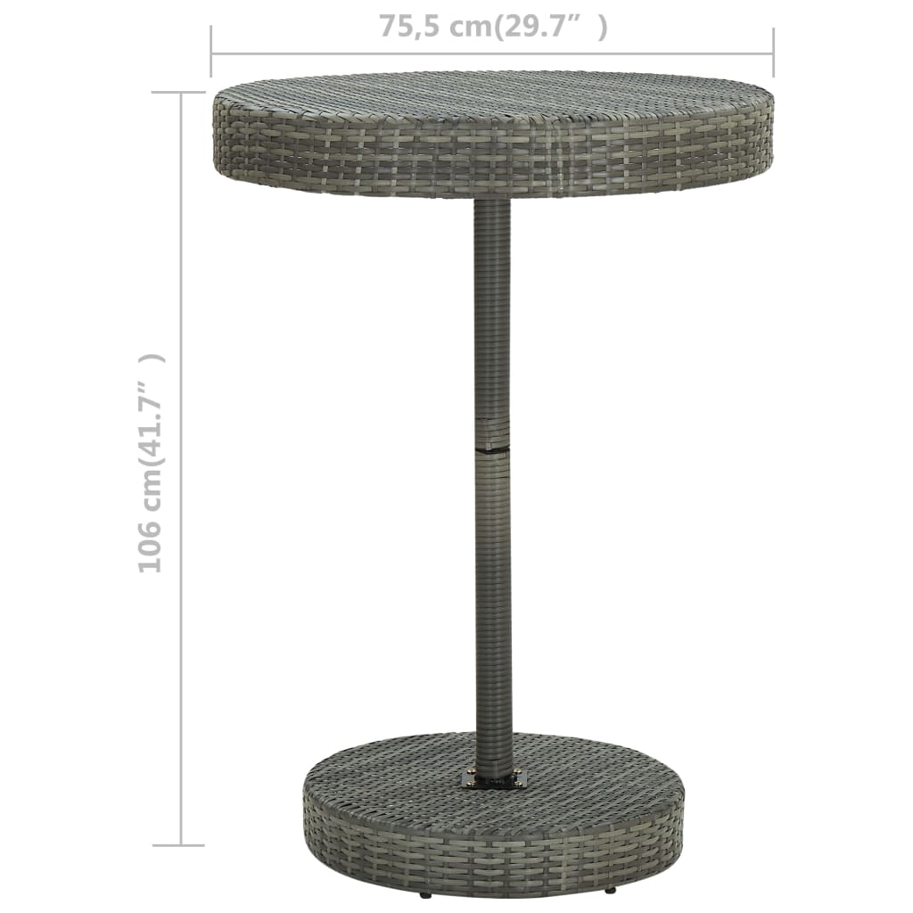 vidaXL Table de jardin Gris 75,5x106 cm Résine tressée
