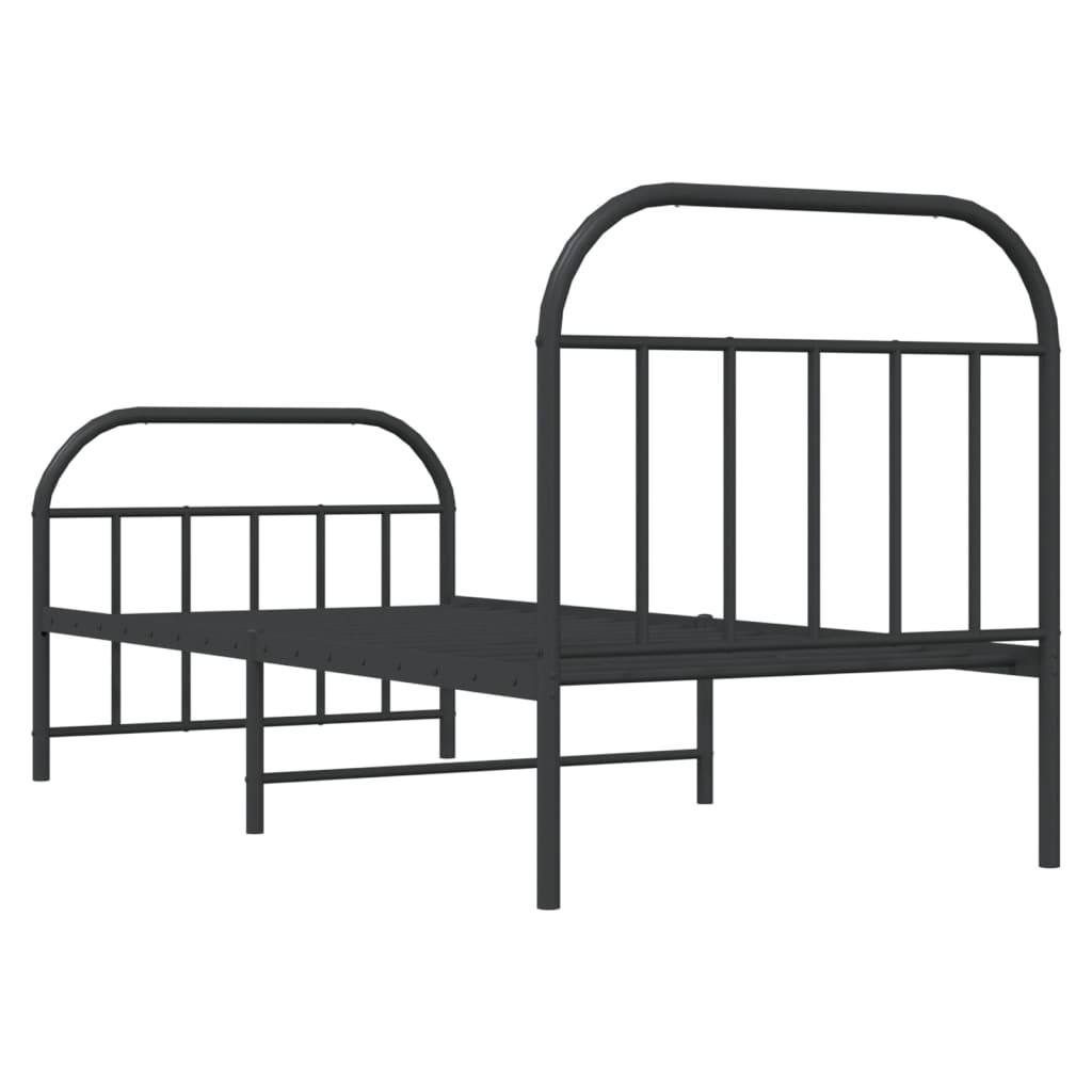 vidaXL Cadre de lit métal sans matelas avec pied de lit noir 90x200 cm