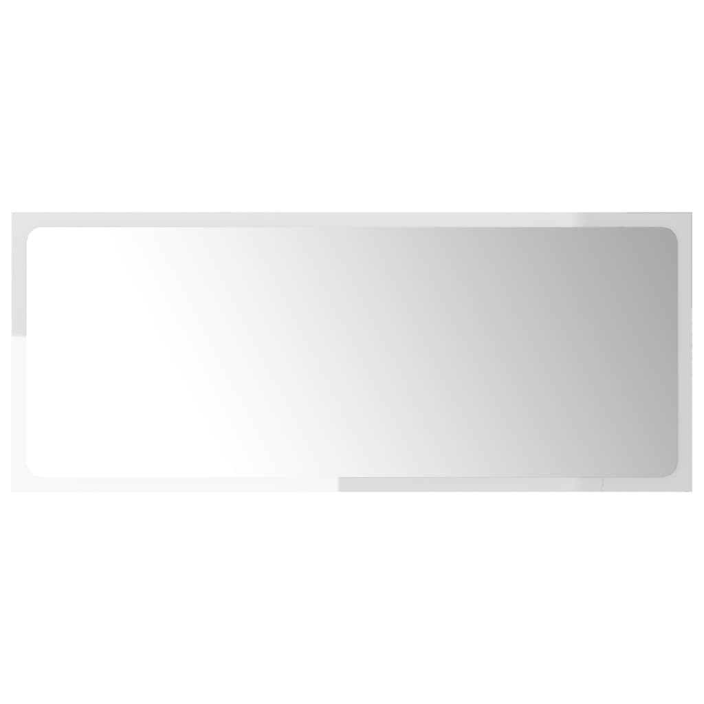 vidaXL Miroir de salle de bain Blanc brillant 90x1,5x37 cm Aggloméré