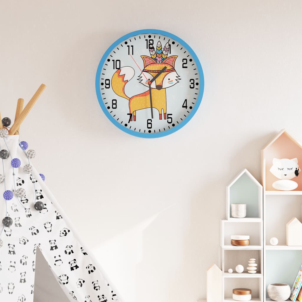 vidaXL Horloge murale bleu Ø25,5 cm polystyrène et verre