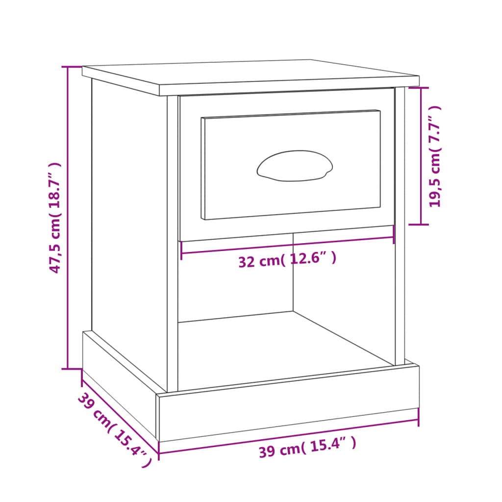 vidaXL Table de chevet sonoma gris 39x39x47,5 cm bois d'ingénierie