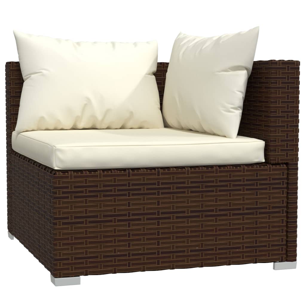 vidaXL Salon de jardin avec coussins 9 pcs marron résine tressée