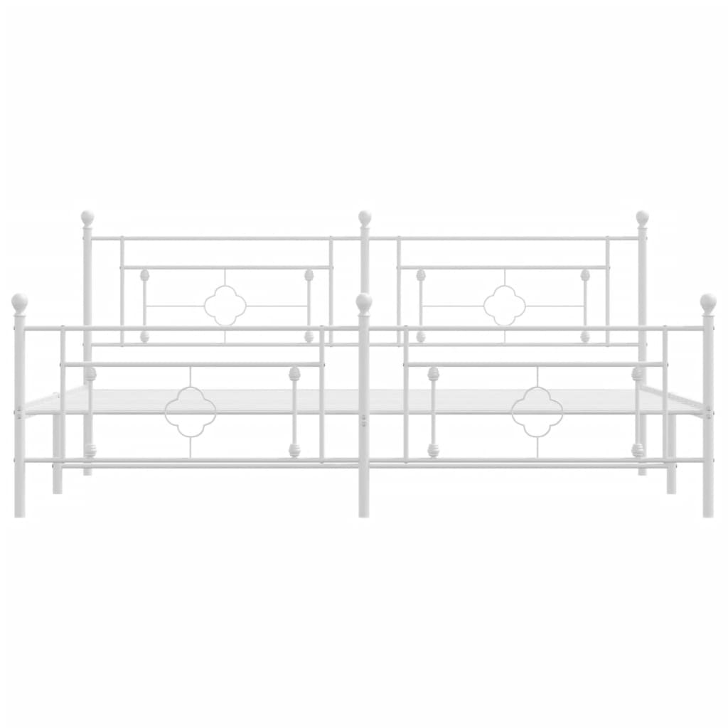 vidaXL Cadre de lit métal sans matelas et pied de lit blanc 200x200 cm